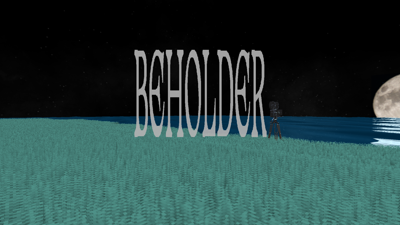 Capture de l'intro de Beholder. On peut voir une camera sur une 
           falaise au milieu d'herbe observant la lune qui disparait derrière 
           l'horizon